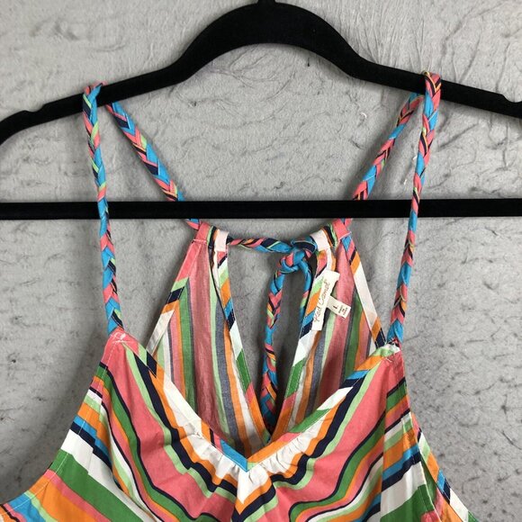 Red Camel Top Womens Large Rainbow Stripes Halter Babydoll Y2K Retro Summer - Picture 11 of 16